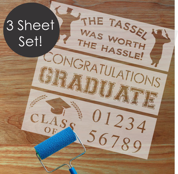 Graduation DIY Craft 3 Piece Stencil Kit