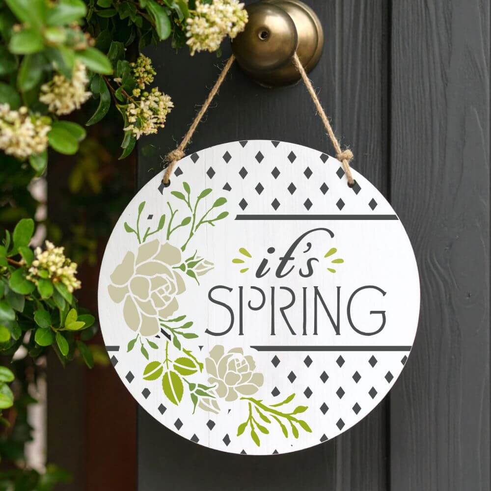 It's Spring Round Sign Stencil: Make DIY Signs for Spring