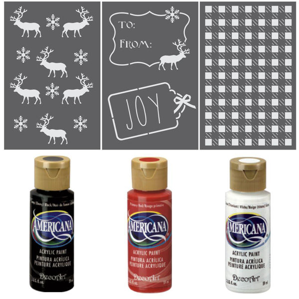 Buffalo Plaid Gift Wrap Craft Stencil Kit