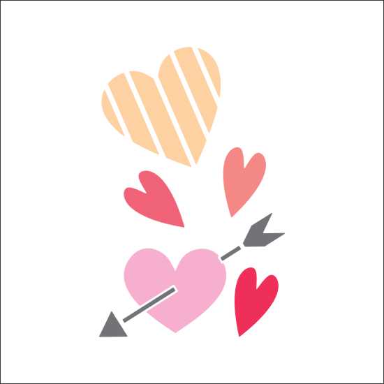 Valentine's Hearts Craft Stencil