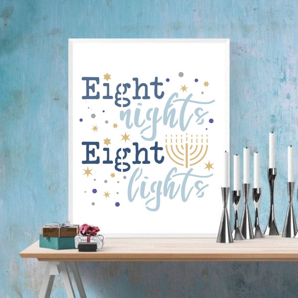 Eight Nights Eight Lights Hanukkah Craft Stencil