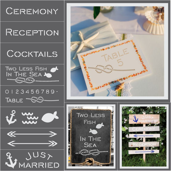 Nautical Wedding 8 Piece Craft Stencil Kit