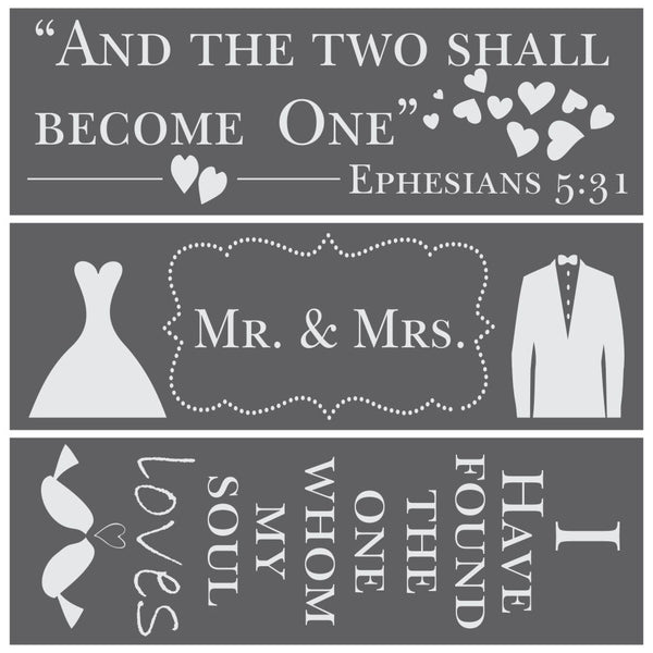 Love Divine Wedding 3 Piece Craft Stencil Kit