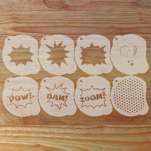 Comic Book Bubble Face Painting Stencil Set