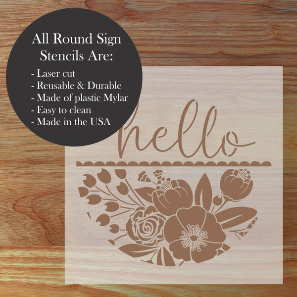Highlights for the Watercolor Floral Hello Round Sign Stencil