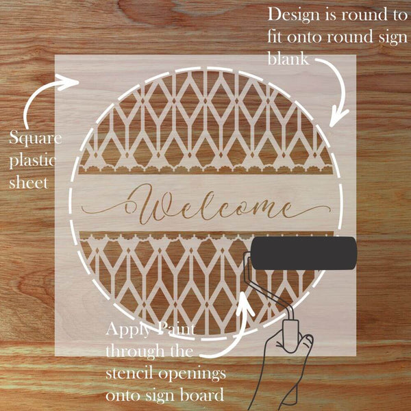 Details for the Sedona Welcome Round Sign Stencil