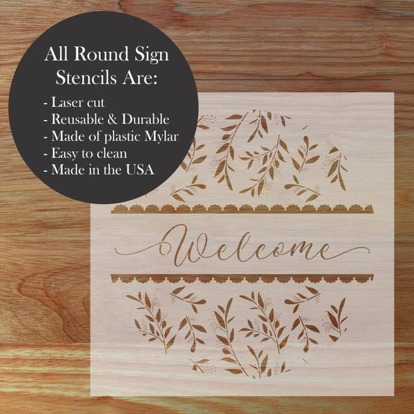 Highlights for the Tranquil Branches Welcome Round Sign Stencil