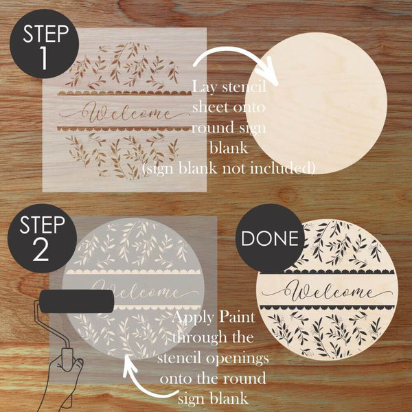 How to use the Tranquil Branches Welcome Round Sign Stencil