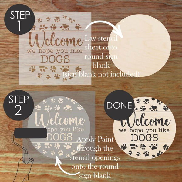 Infographic on how to use Round Sign Stencils by Designer Stencils