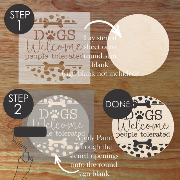 Infographic on how to use Round Sign Stencils by Designer Stencils