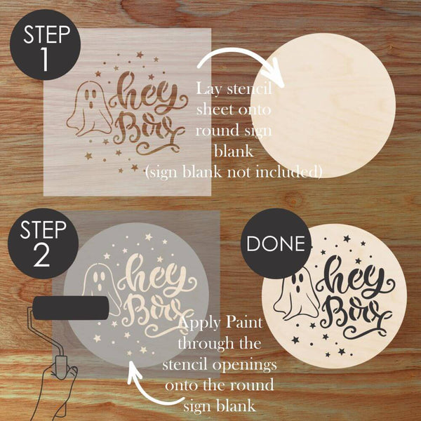 Infographic on how to use Round Sign Stencils by Designer Stencils