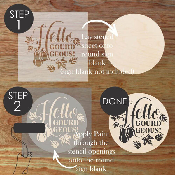 Infographic on how to use Round Sign Stencils by Designer Stencils