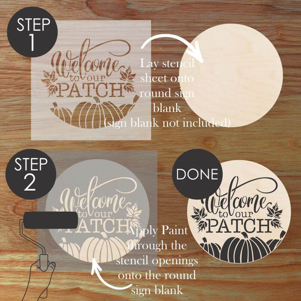 Infographic on how to use Round Sign Stencils by Designer Stencils