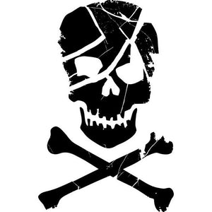 Scarred Skull and Crossbones Stencil