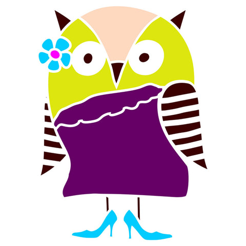 Lady Hoot Owl Stencil