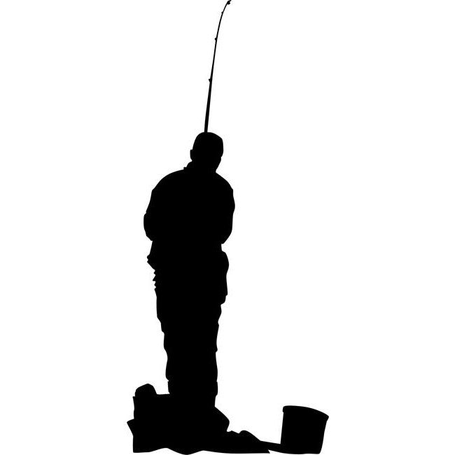 Bait Fishing Silhouette Stencil