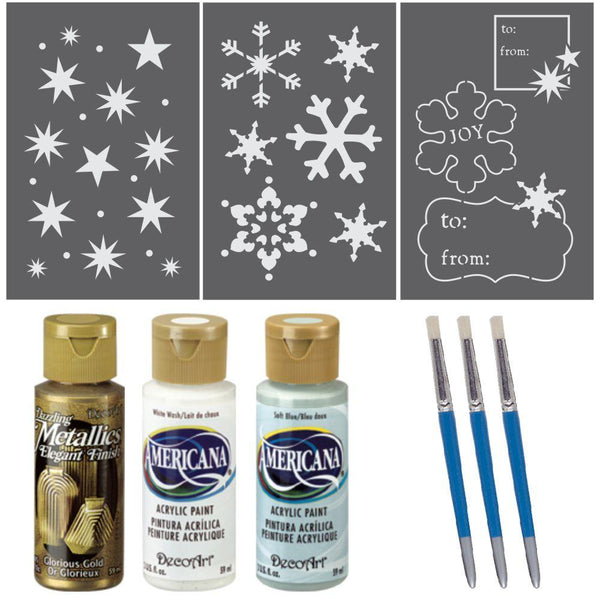 Snowflakes and Stars Gift Wrap Stencil Kit