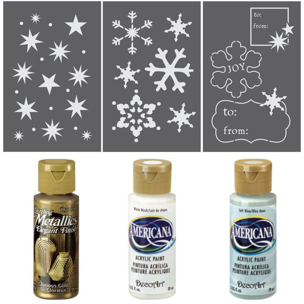 Snowflakes and Stars Gift Wrap Stencil Kit
