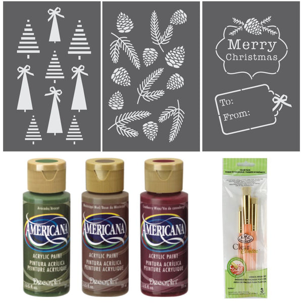 Christmas Greenery Gift Wrap Stencil Kit