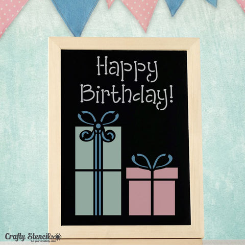 Happy Birthday Stencil – Reusable Stencil for Birthday Craft Projects