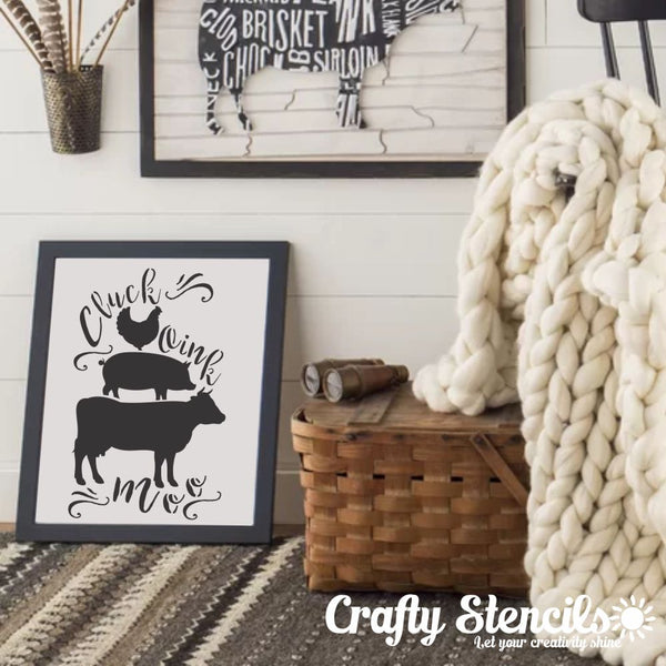 Cluck Moo Oink Craft Stencil
