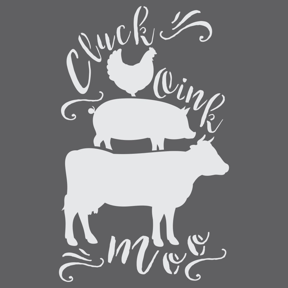Cluck Moo Oink Craft Stencil, image size:1000x1000