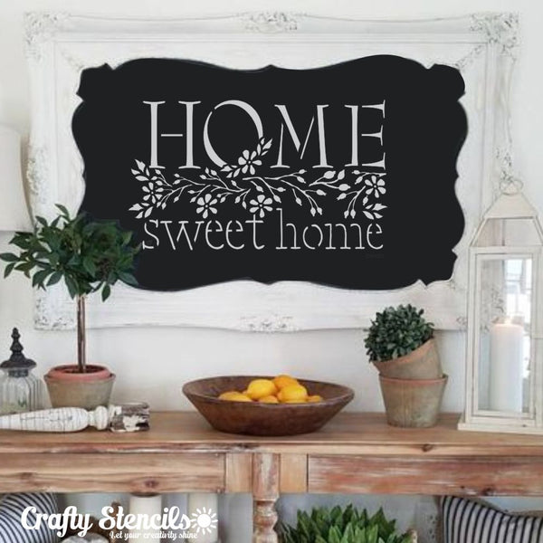 Home Sweet Home Floral Craft Stencil