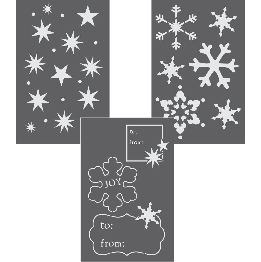 Snowflakes and Stars Gift Wrap Stencil Kit