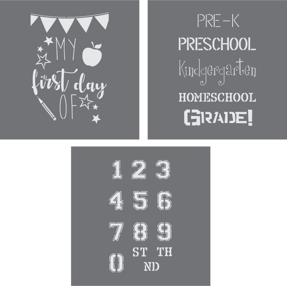 3 Piece Back to School Stencil Pack