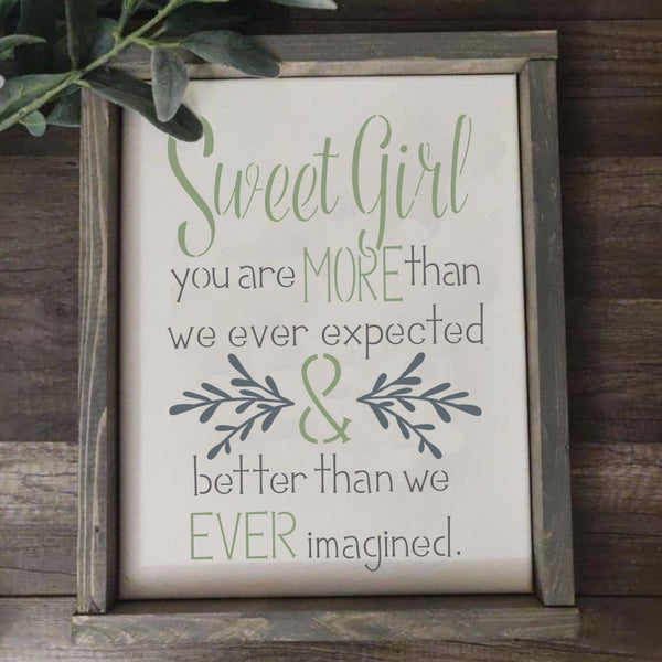 Sweet Baby Girl Craft Stencil