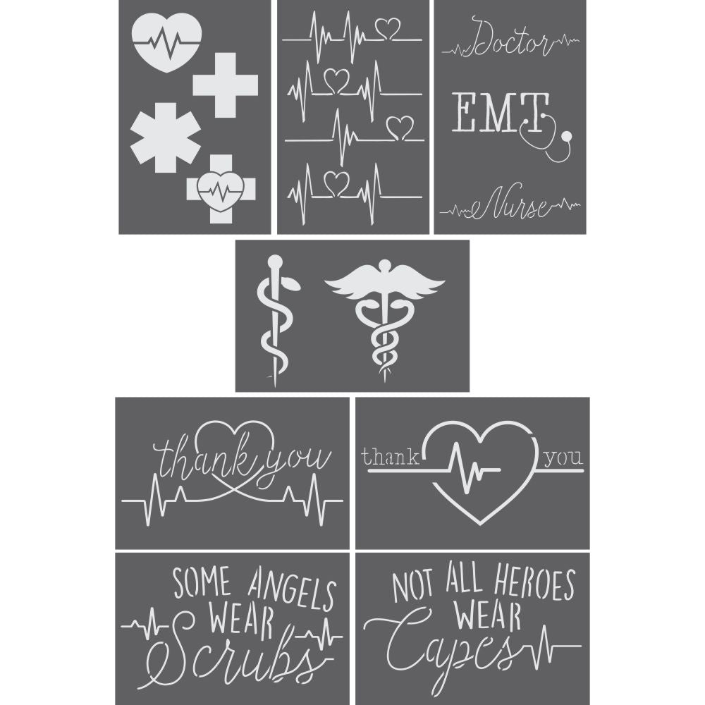 Medical Appreciation Craft 8 Piece Stencil Kit