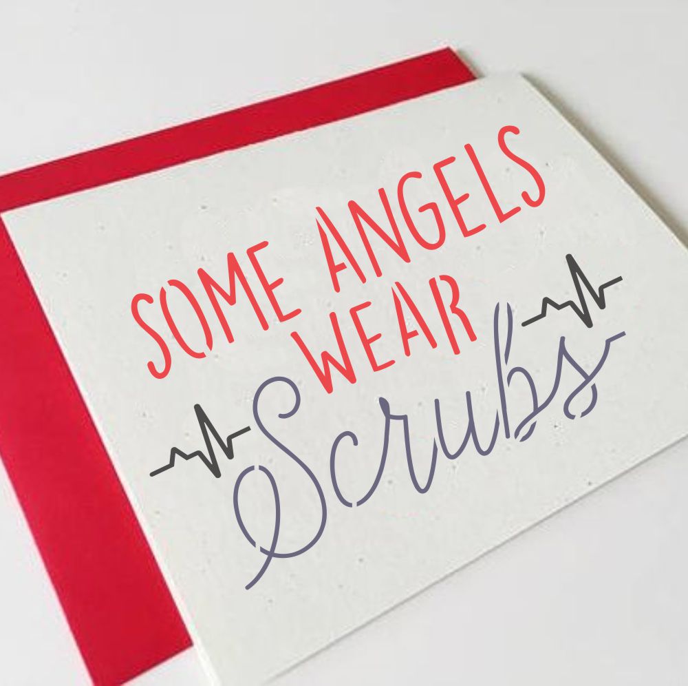 Some Angels Wear Scrubs Sign Stencil