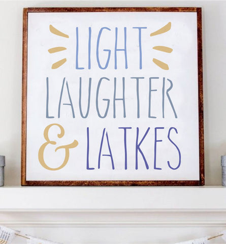 Light Laughter and Latkes Hanukkah Craft Stencil