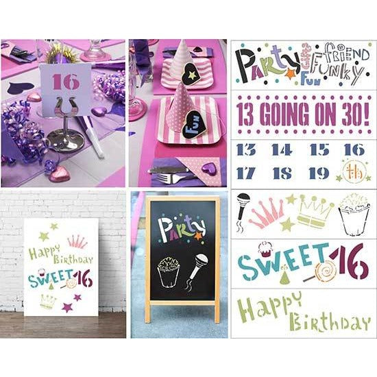 Ultimate Teen Birthday 6 Piece Craft Stencil