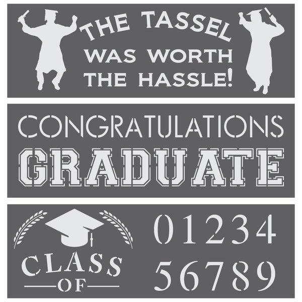 Graduation DIY Craft 3 Piece Stencil Kit