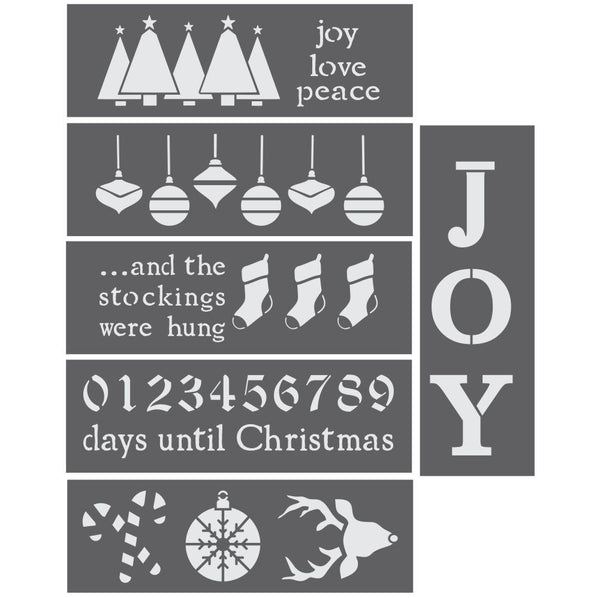 Deck the Halls 6 Piece Christmas Craft Stencil Kit