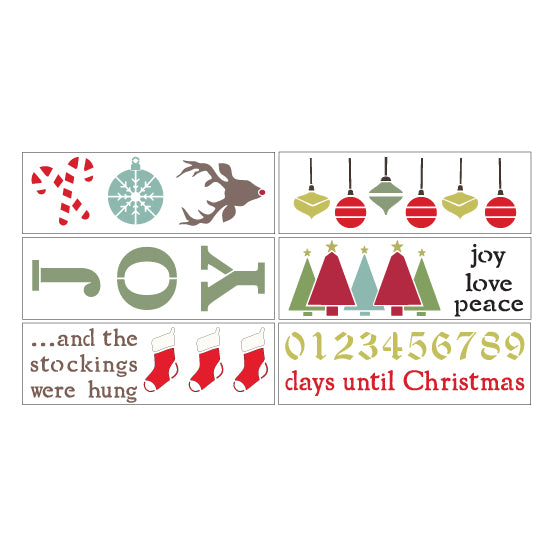 Deck the Halls 6 Piece Christmas Craft Stencil Kit