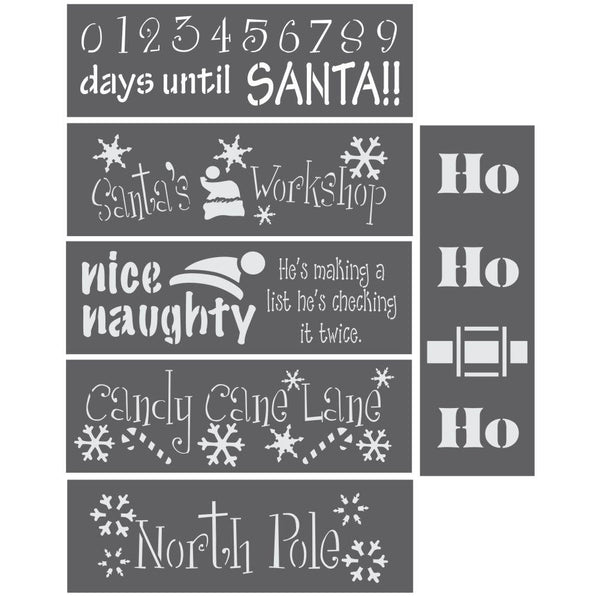 Here Comes Santa 6 Piece Christmas Craft Stencil Kit