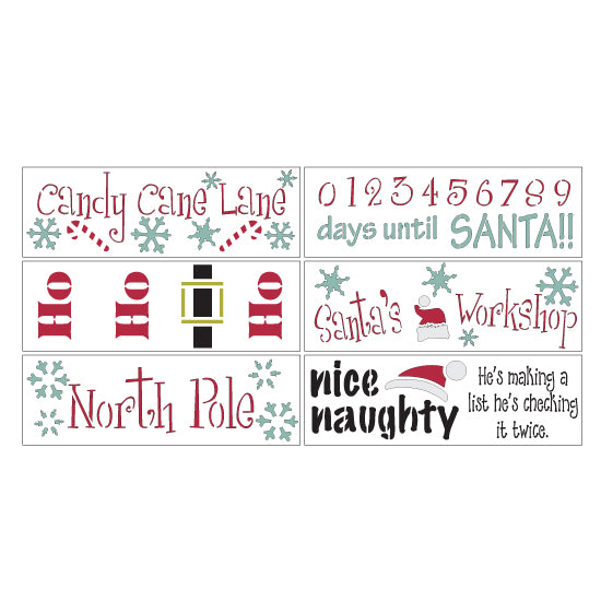 Here Comes Santa 6 Piece Christmas Craft Stencil Kit