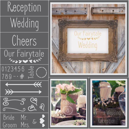 Rustic Wedding 8 Piece Craft Stencil Kit